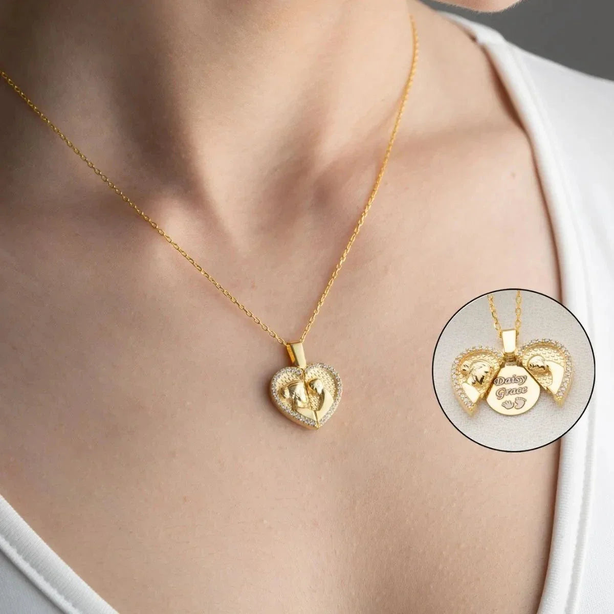 MOM & BARN GRAVER HALSHALSE | 925 SILVER | 925 SILVER