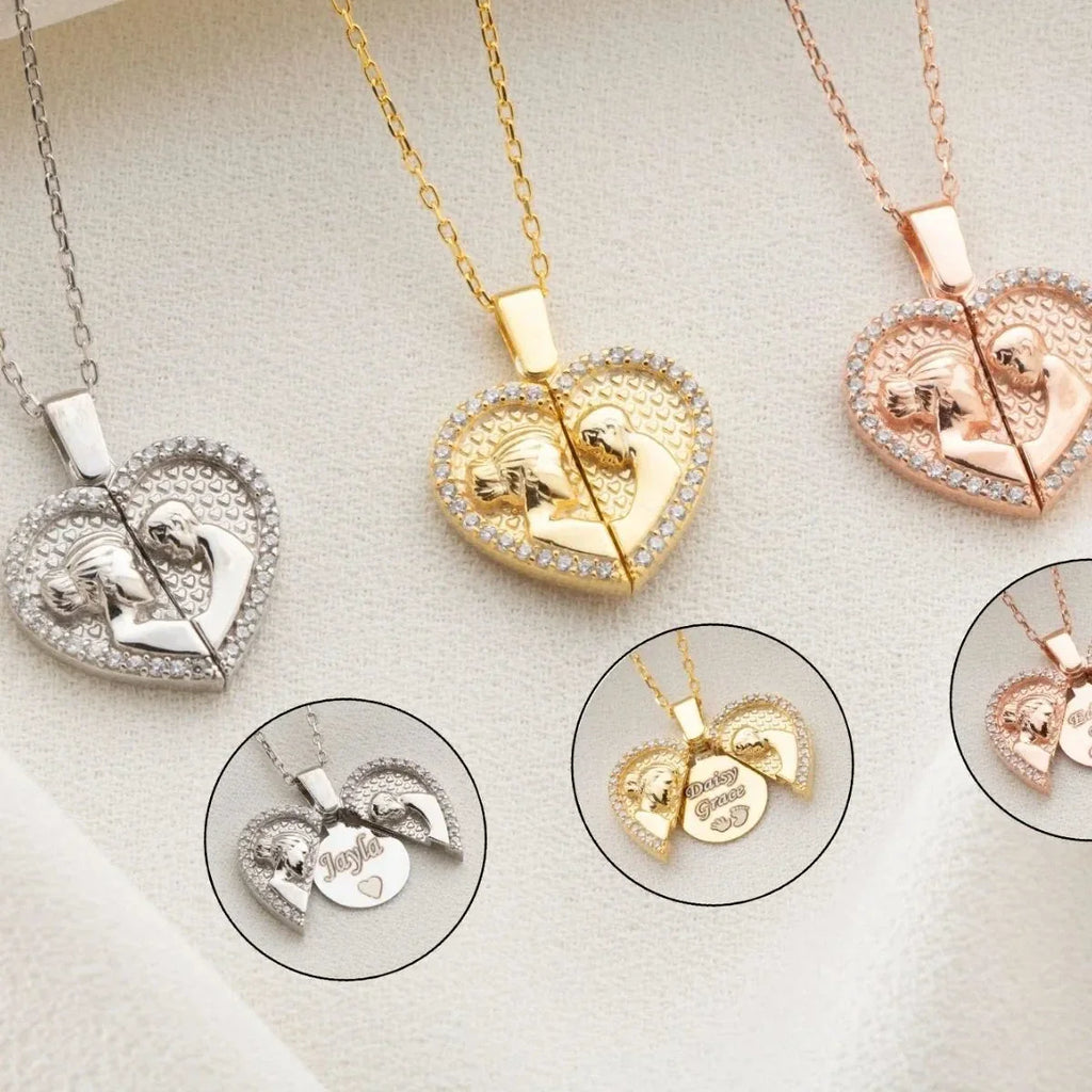 MOM & BARN GRAVER HALSHALSE | 925 SILVER | 925 SILVER