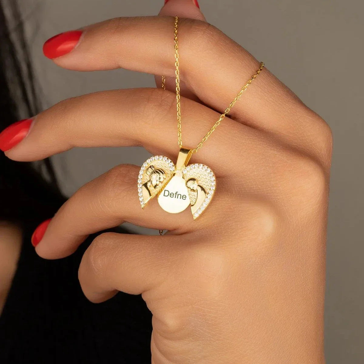 MOM & BARN GRAVER HALSHALSE | 925 SILVER | 925 SILVER