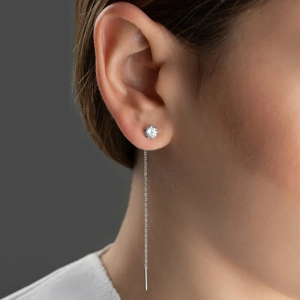 HÄNGANDE ÖRHÄNGEN MED DIAMANTDESIGN | 925 SILVER