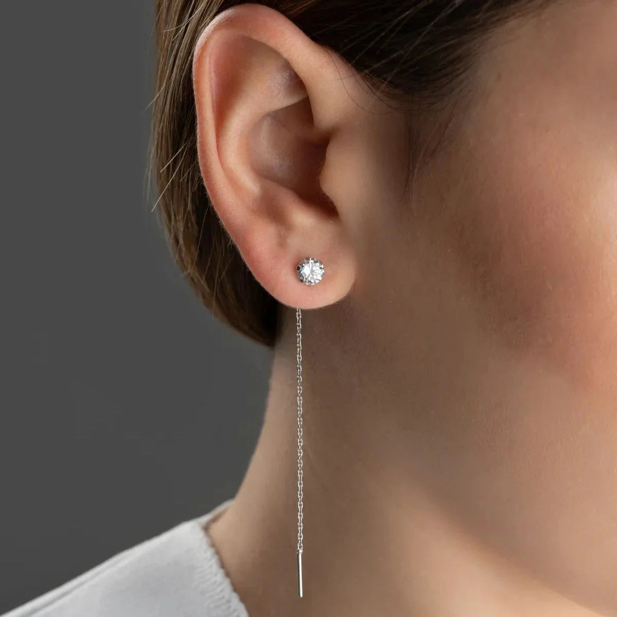 HÄNGANDE ÖRHÄNGEN MED DIAMANTDESIGN | 925 SILVER