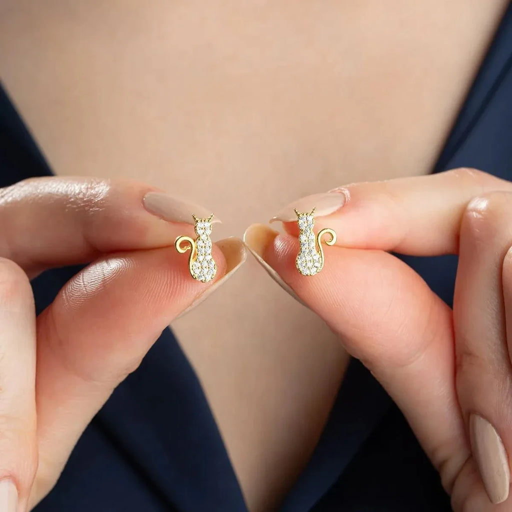 ÖRONHÄNGAR MED KATT OCH ZIRKONIA | 925 SILVER