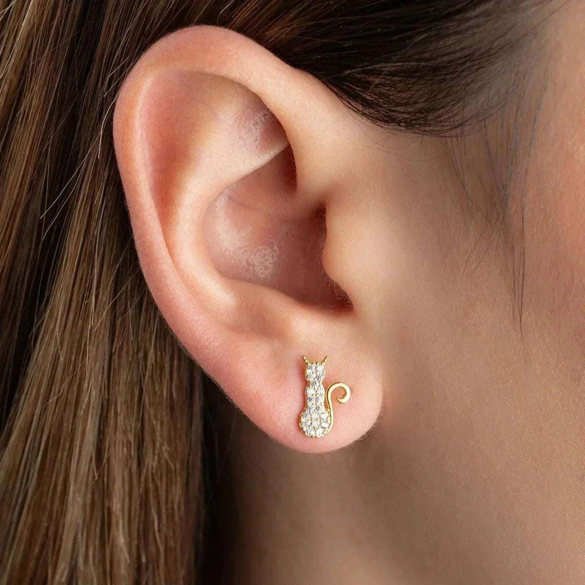 ÖRONHÄNGAR MED KATT OCH ZIRKONIA | 925 SILVER