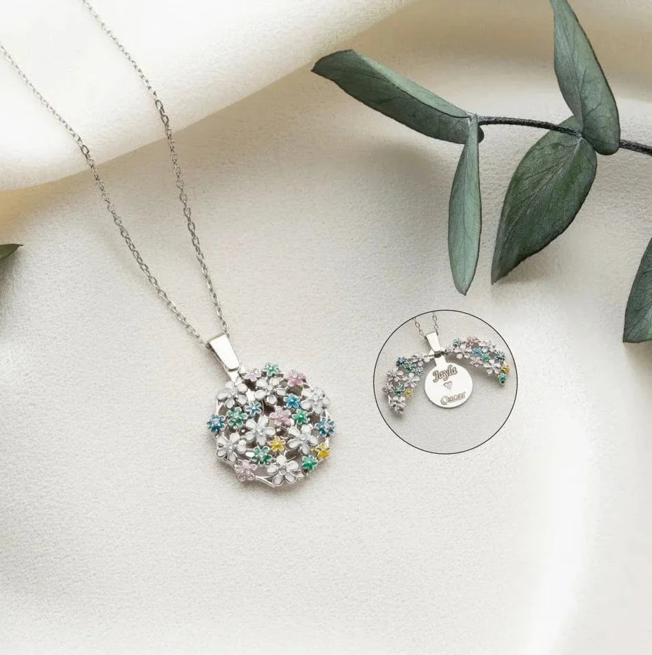 BLOMMOR BOUKETT GRAVERAT KRAGE | 925 SILVER