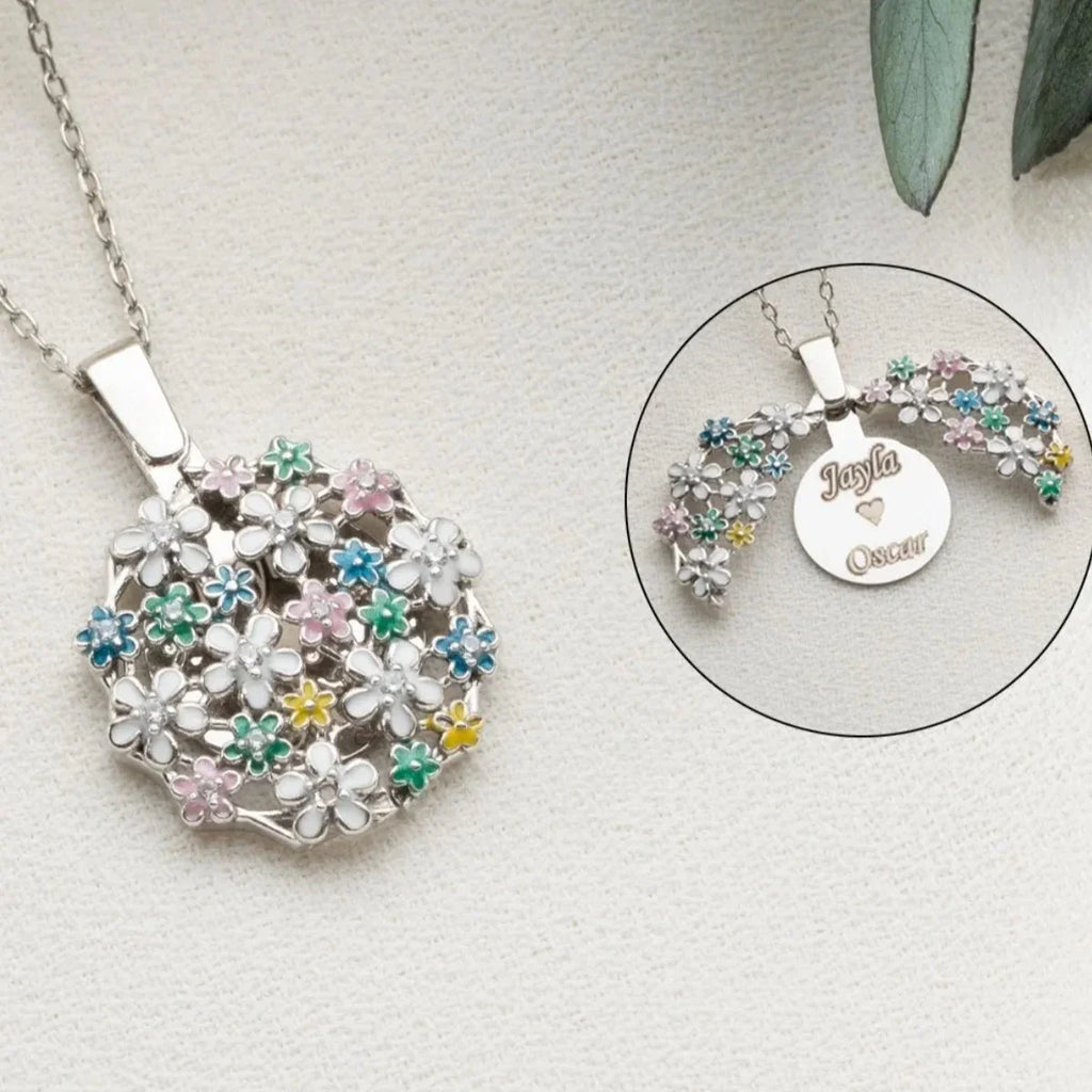 BLOMMOR BOUKETT GRAVERAT KRAGE | 925 SILVER