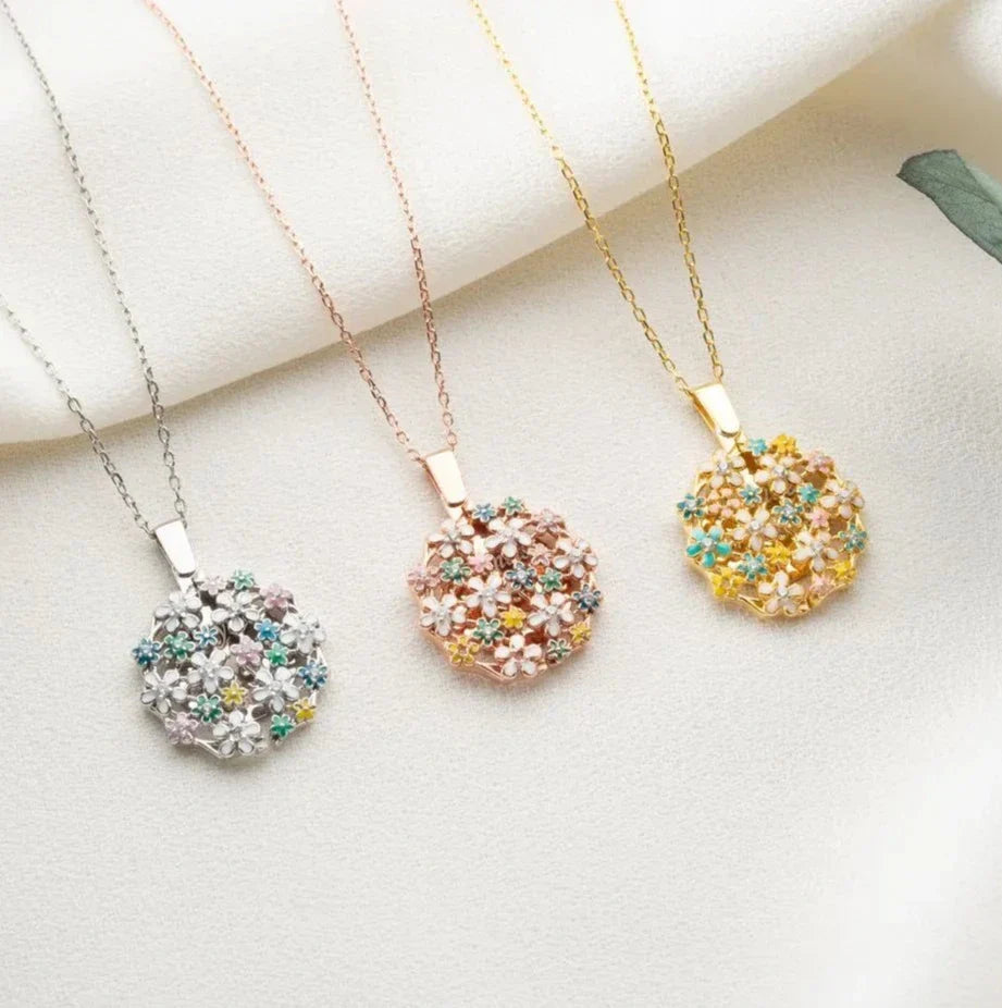 BLOMMOR BOUKETT GRAVERAT KRAGE | 925 SILVER