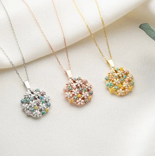 BLOMMOR BOUKETT GRAVERAT KRAGE | 925 SILVER