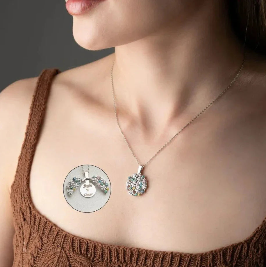 BLOMMOR BOUKETT GRAVERAT KRAGE | 925 SILVER