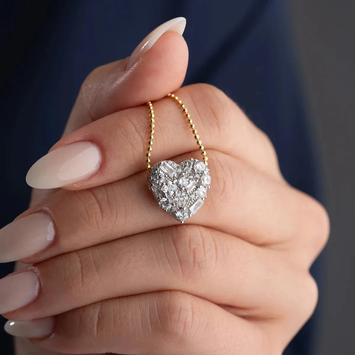 BAGUETTE STEN HJÄRTA KRAGE | 925 SILVER