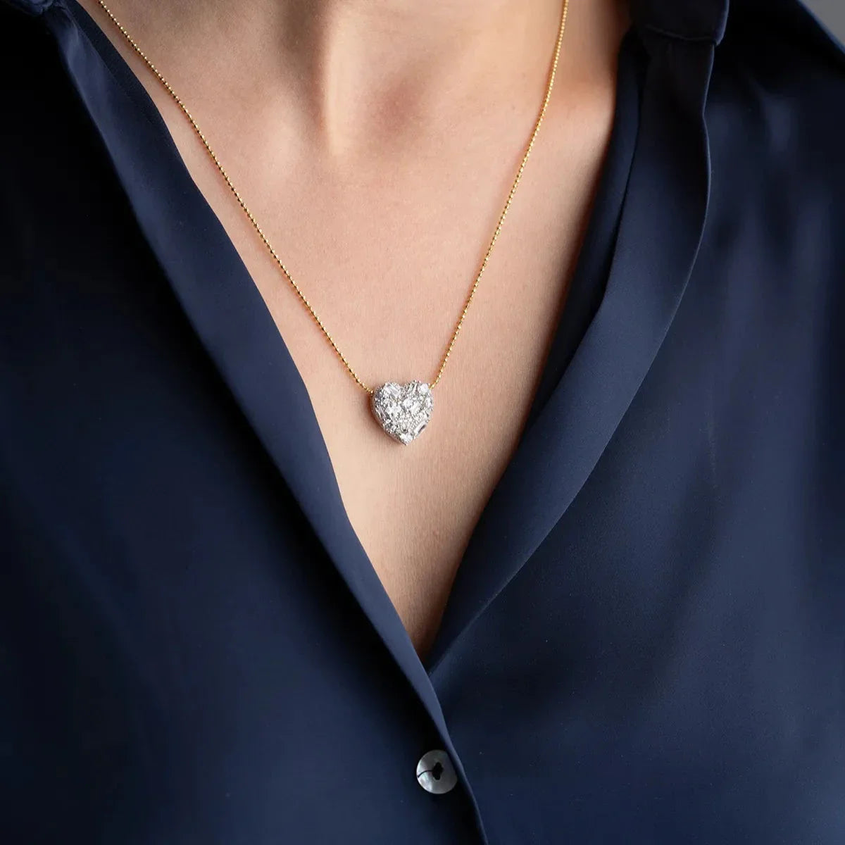 BAGUETTE STEN HJÄRTA KRAGE | 925 SILVER