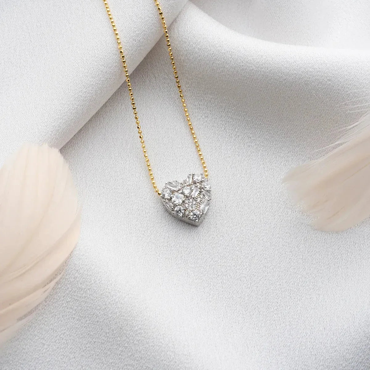 BAGUETTE STEN HJÄRTA KRAGE | 925 SILVER