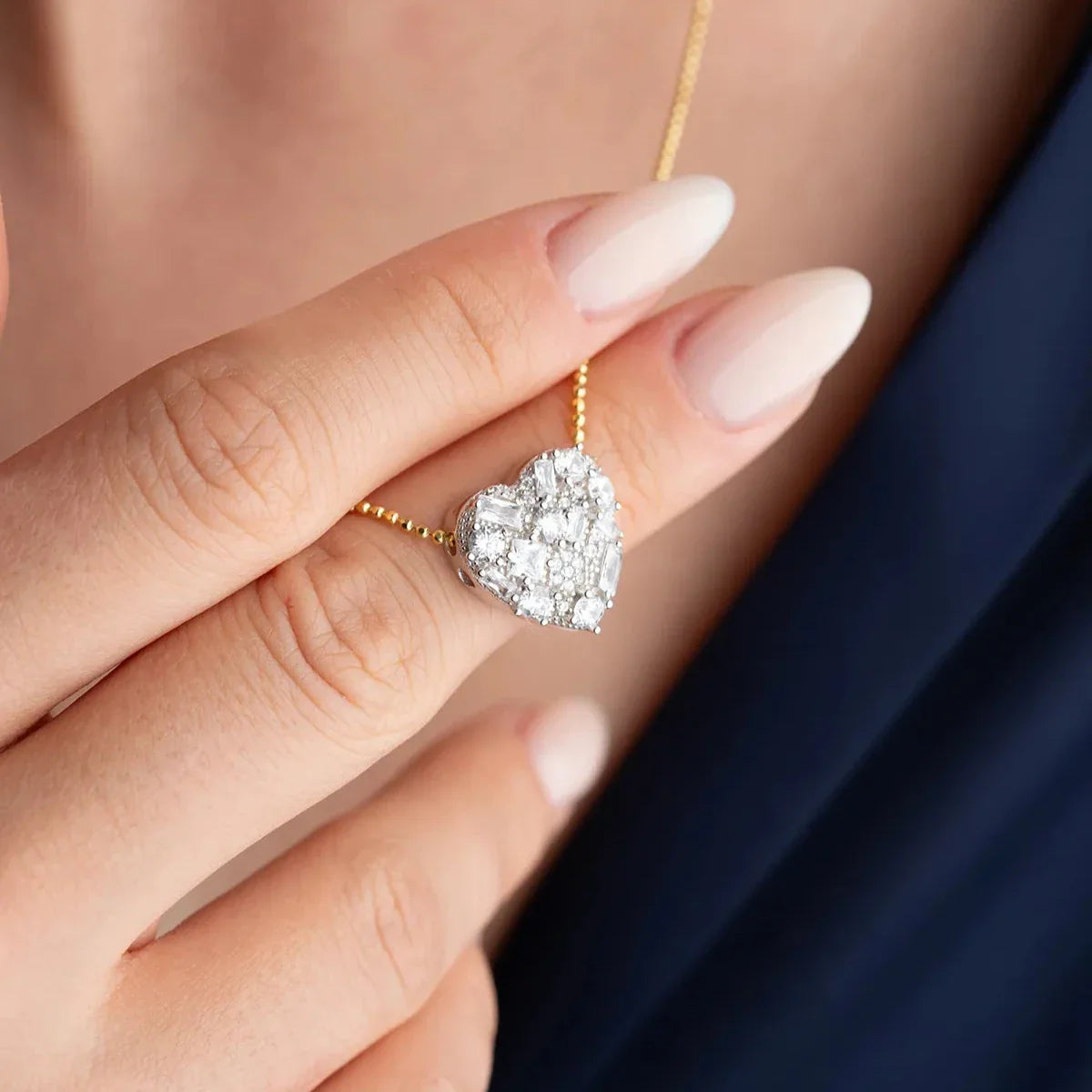 BAGUETTE STEN HJÄRTA KRAGE | 925 SILVER