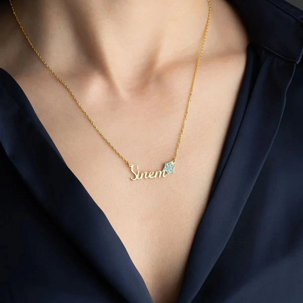 NAMN KRAGE MED SNÖFLINGA | 925 SILVER