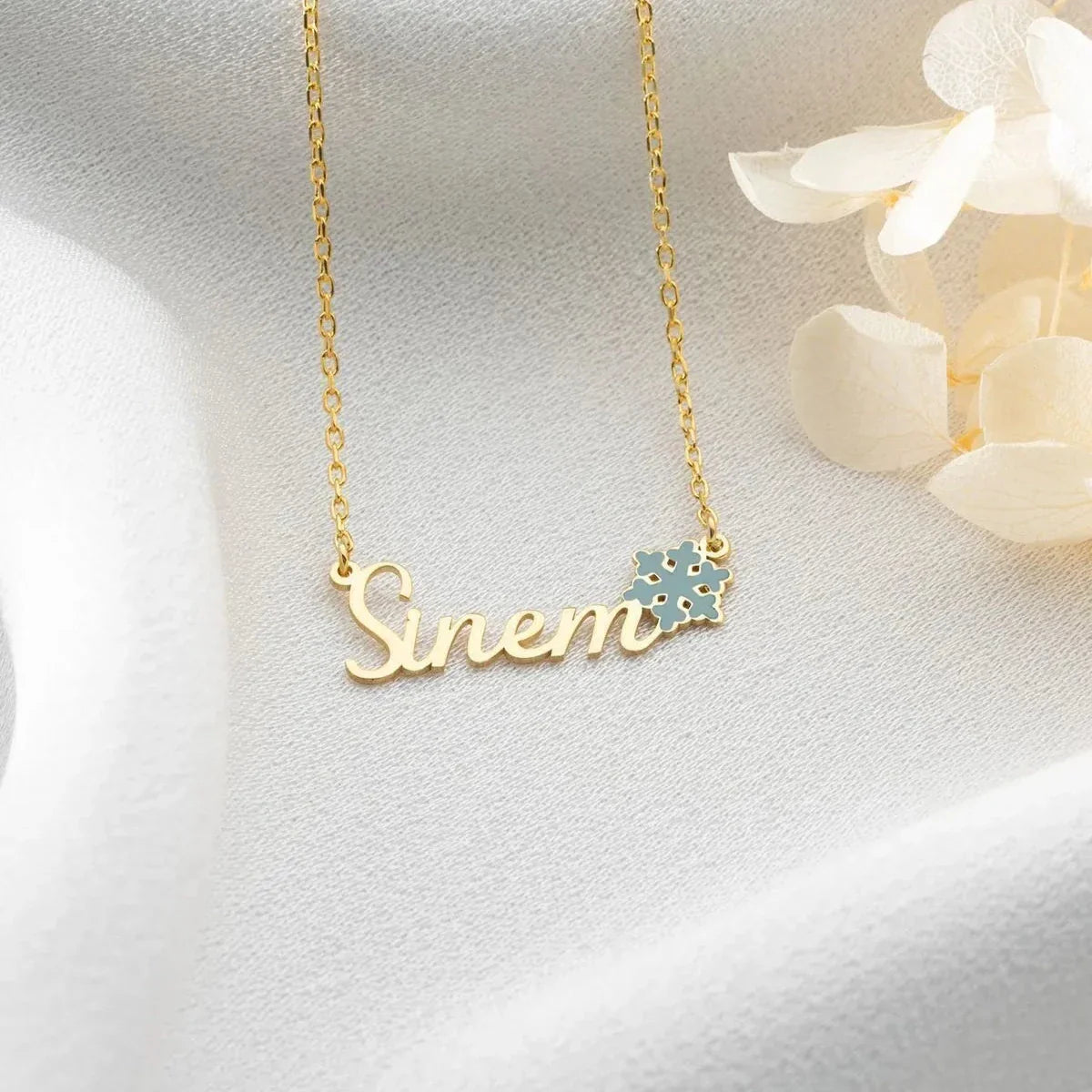 NAMN KRAGE MED SNÖFLINGA | 925 SILVER