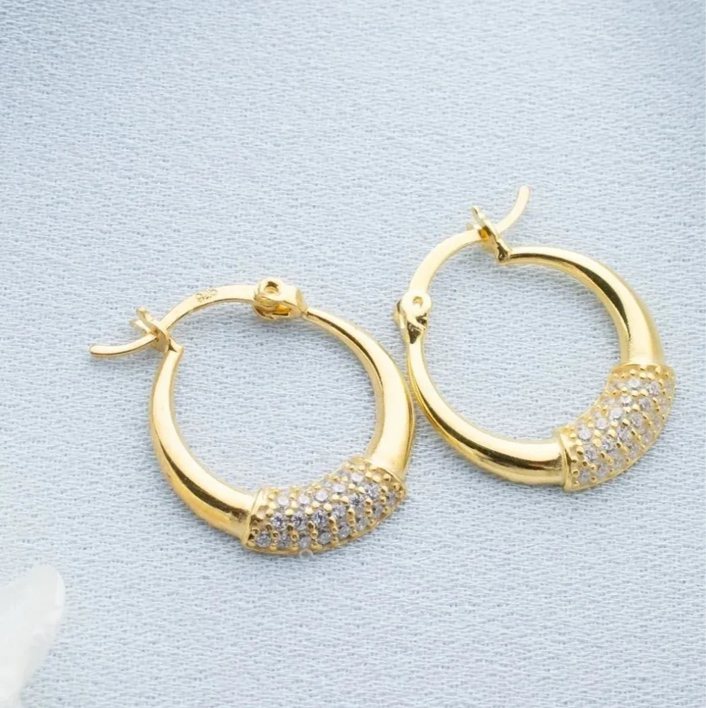 HOOP ÖRHÄNGEN & ZIRCONIA | 925 SILVER