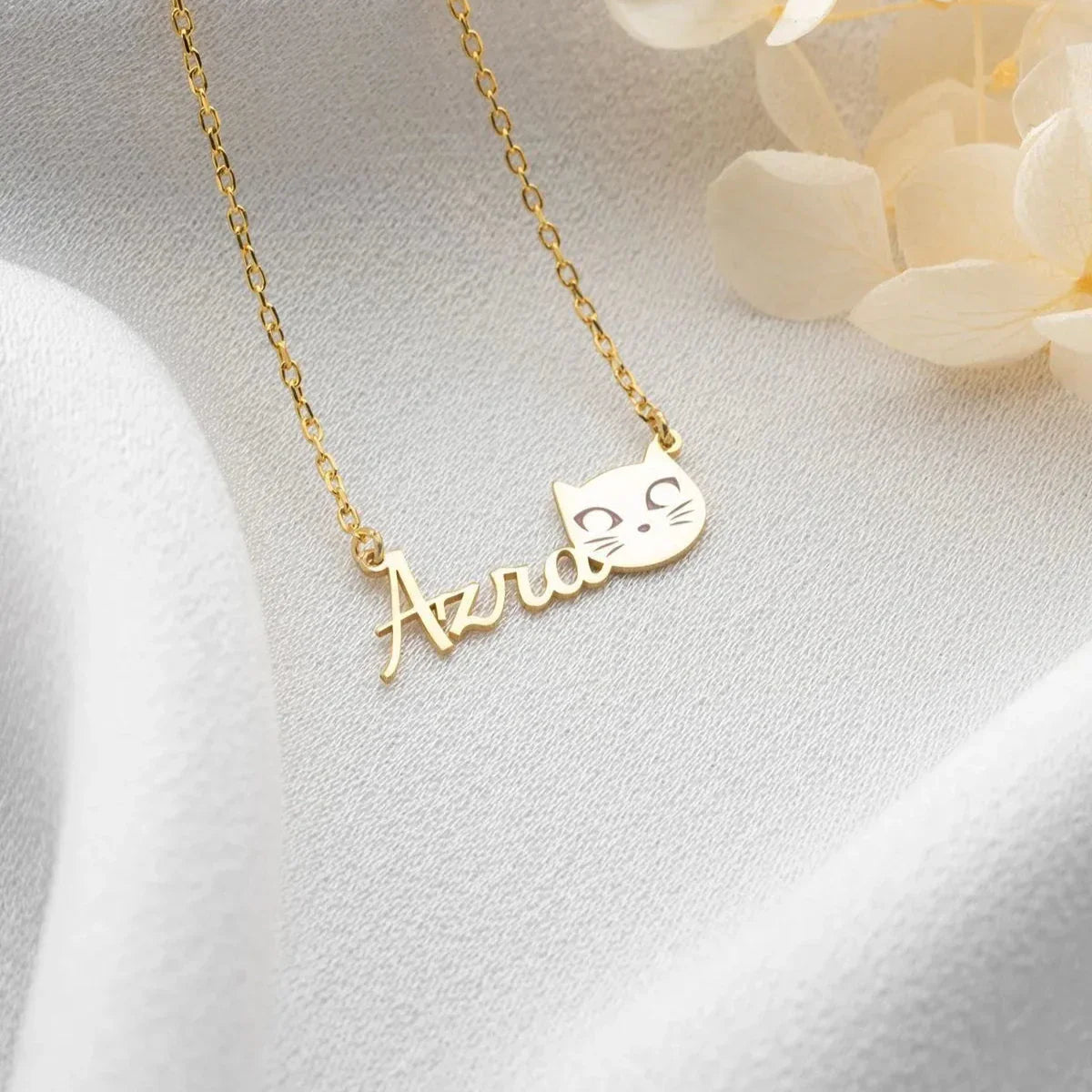 NAMNKRAGE MED KATT | 925 SILVER