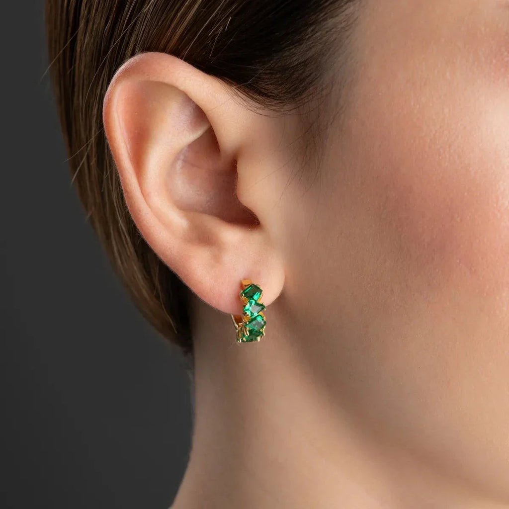 ZÜMRÜT GRÖNA BAGUETTE STEENÖRHÄNGEN | 925 SILVER