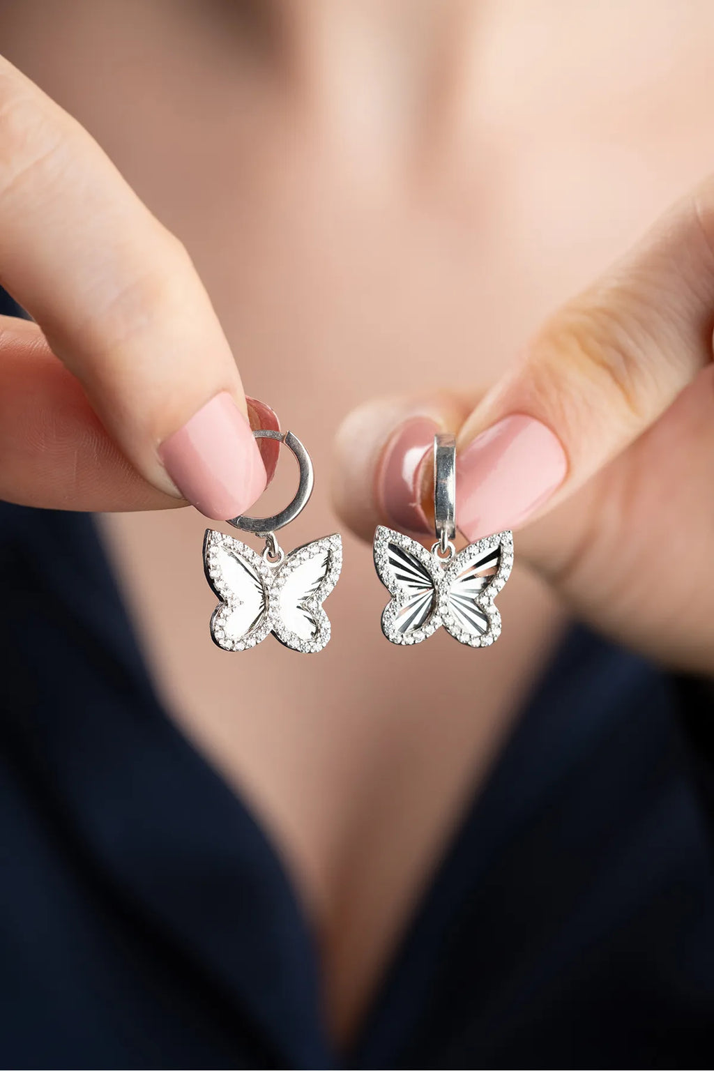 Ögonhänge med fjärilsskimrande effekt | 925 silver