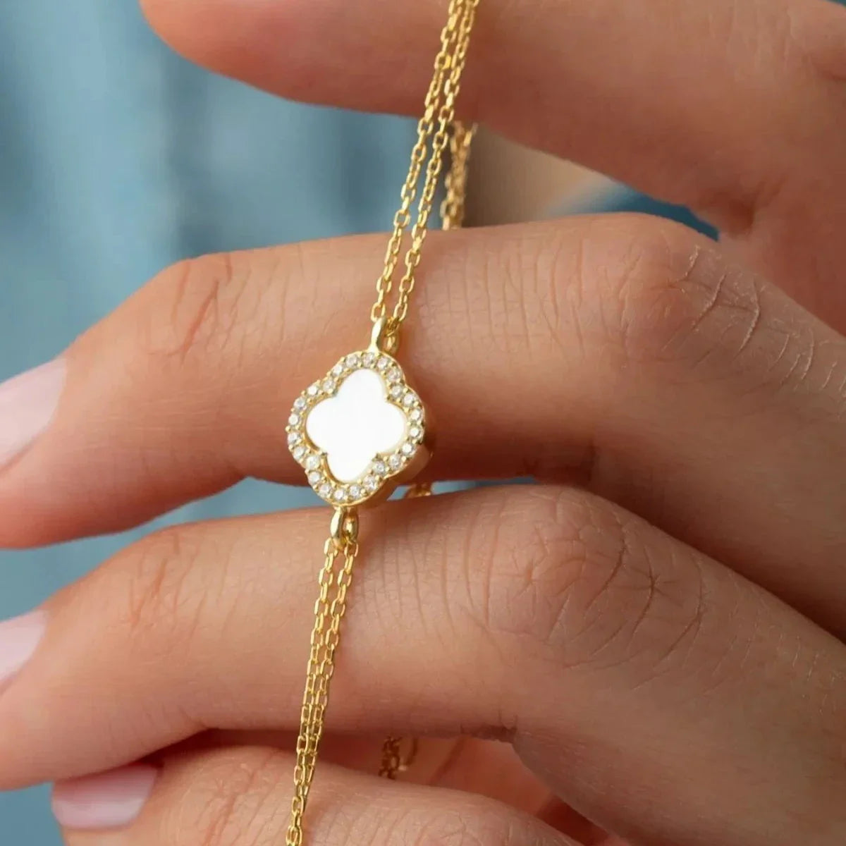 ZIRCONIA & KLÖVER ARMBAND | 925 SILVER