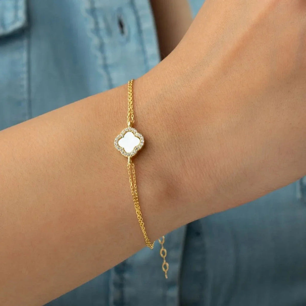 ZIRCONIA & KLÖVER ARMBAND | 925 SILVER