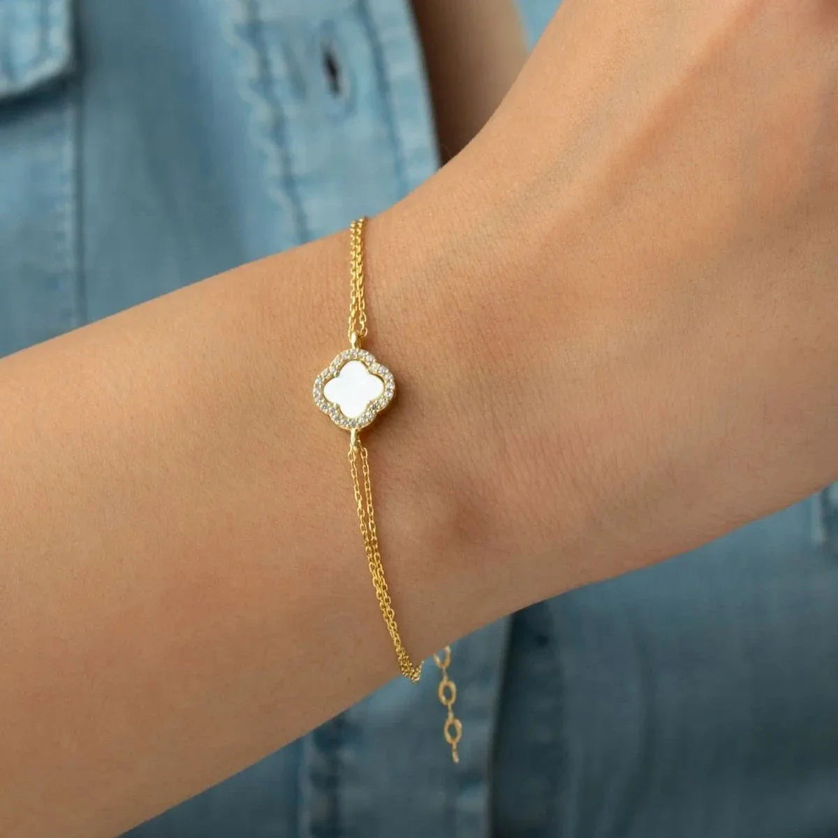 ZIRCONIA & KLÖVER ARMBAND | 925 SILVER