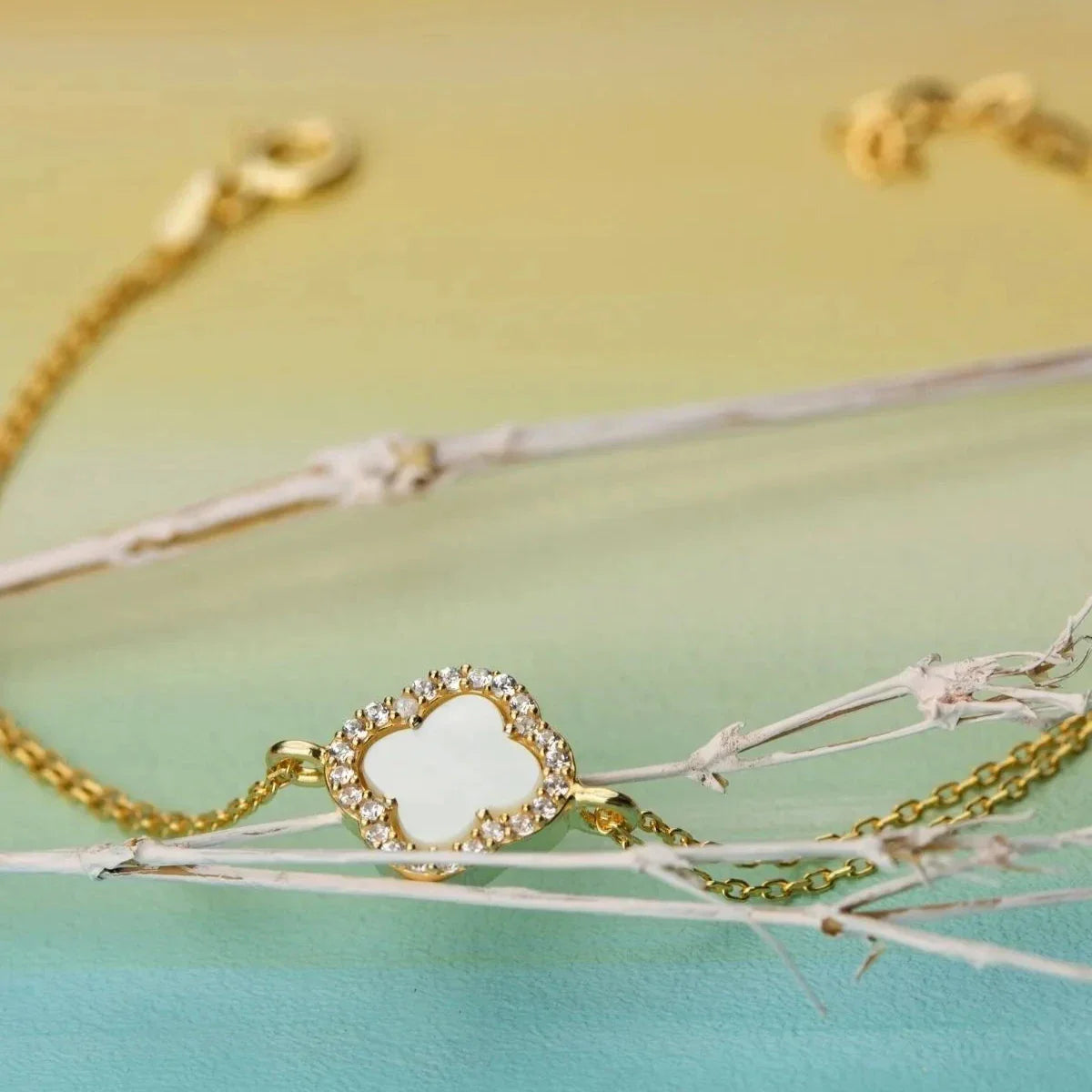 ZIRCONIA & KLÖVER ARMBAND | 925 SILVER