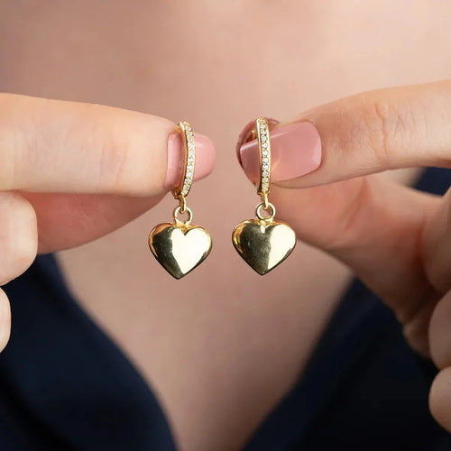 BOMBADE HJÄRTAÖRHÄNGEN | 925 SILVER