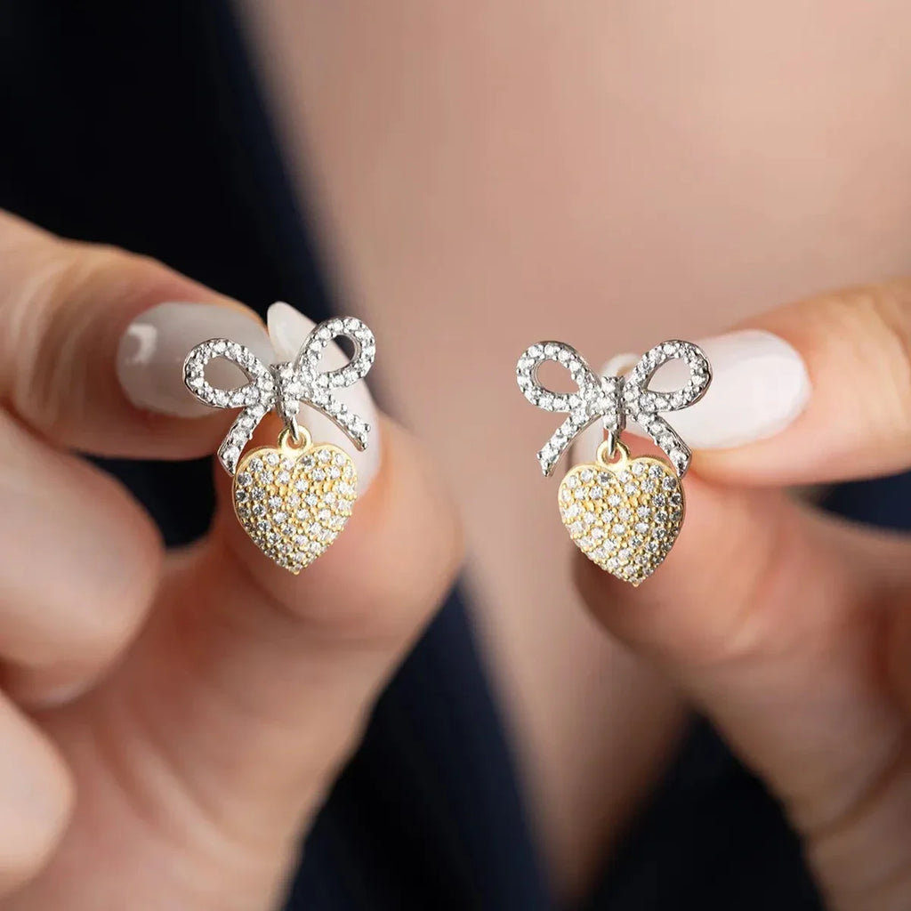 BOW HJÄRTA ÖRHÄNGEN | 925 SILVER