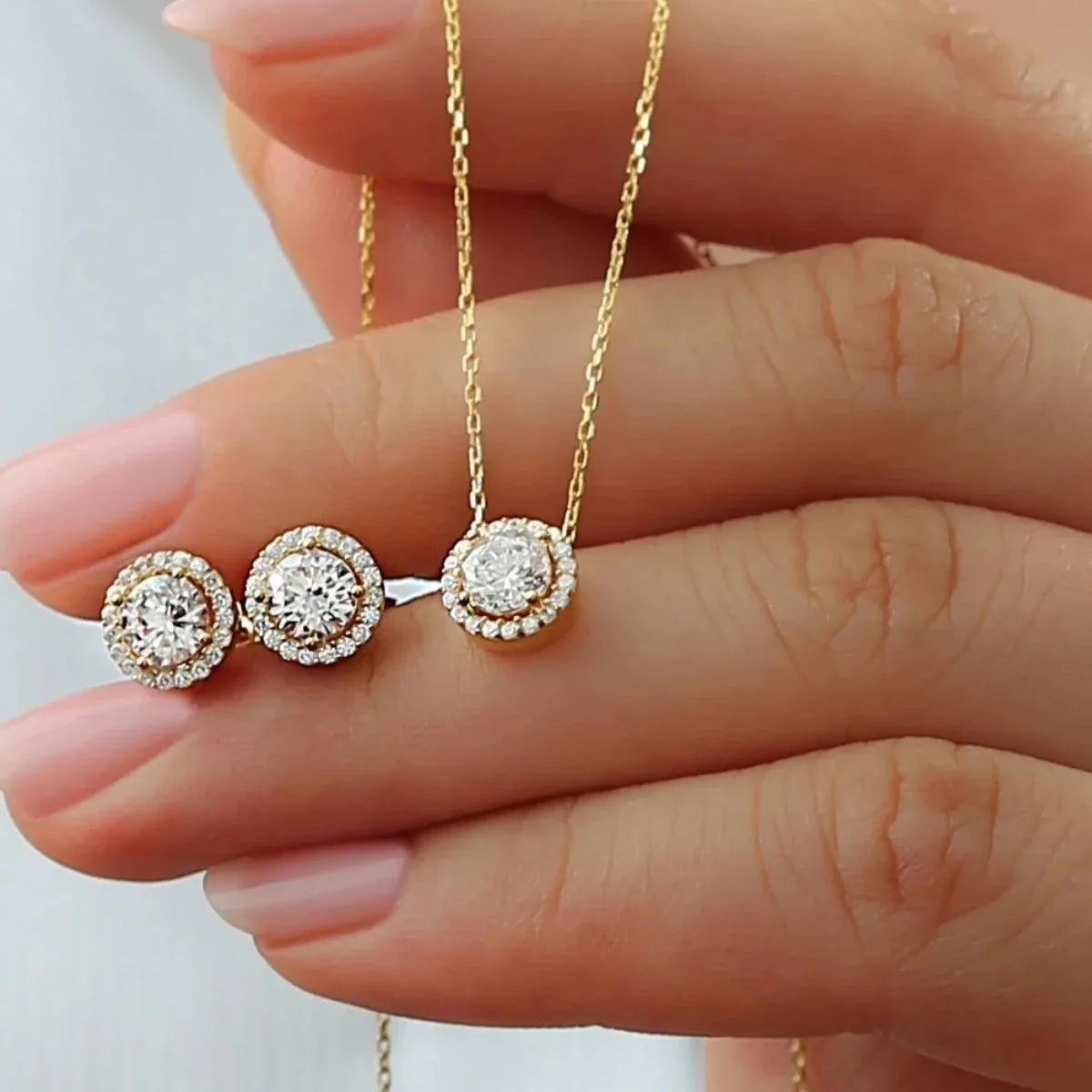 DIAMANTDESIGN HALSBAND OCH ÖRONHÄNGNINGSSET | 925 SILVER