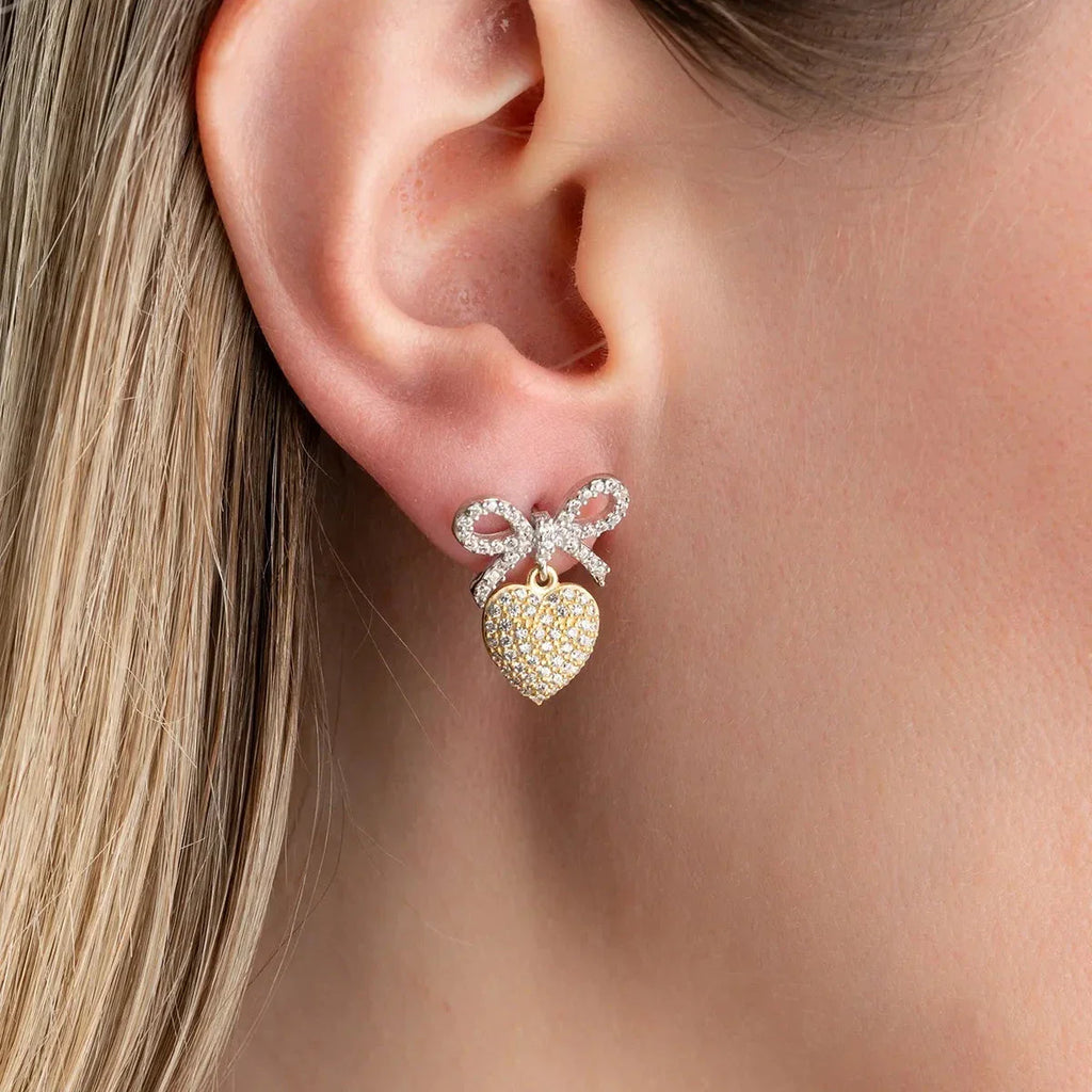 BOW HJÄRTA ÖRHÄNGEN | 925 SILVER