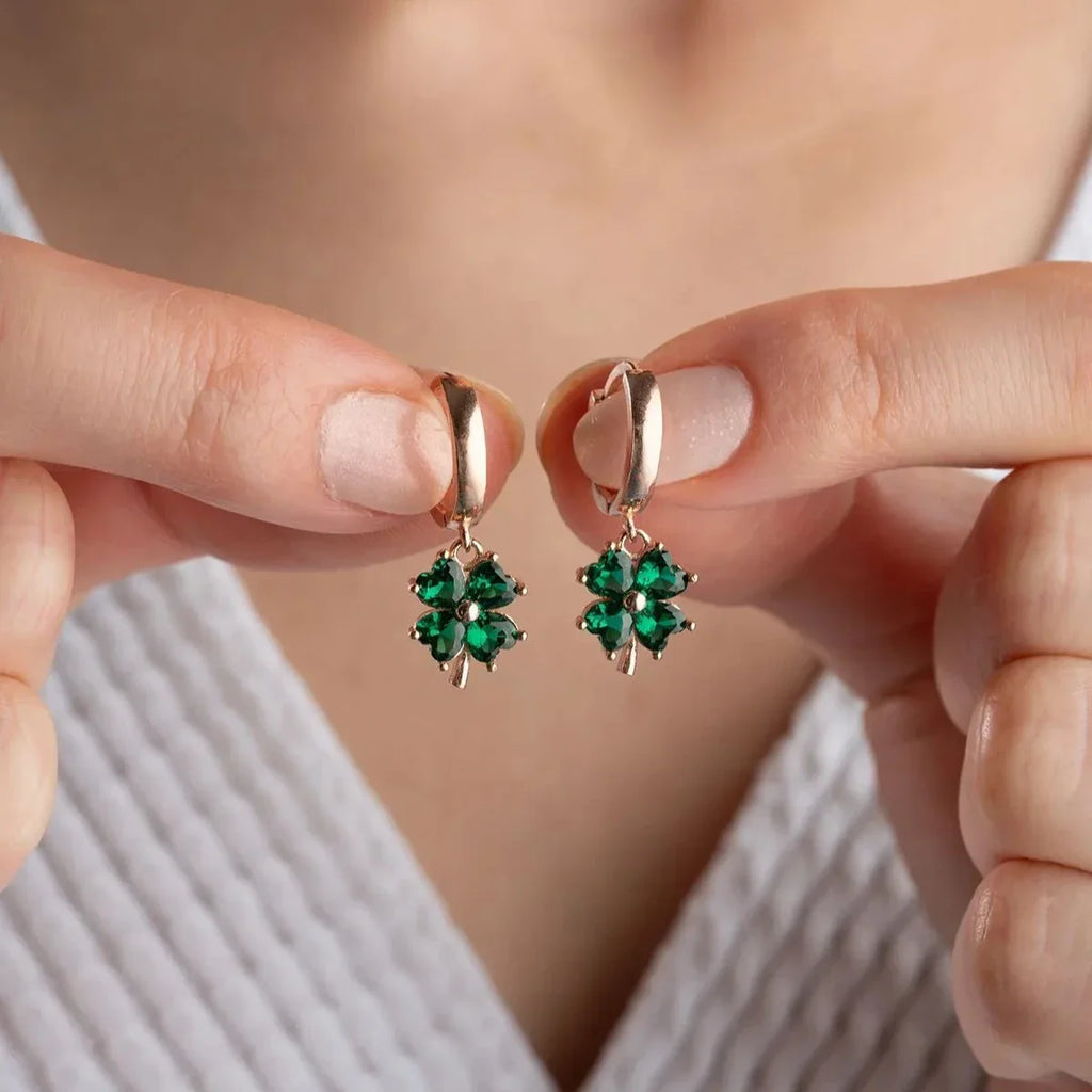 GRÖNA KLÖVERÖRHÄNGEN | 925 SILVER