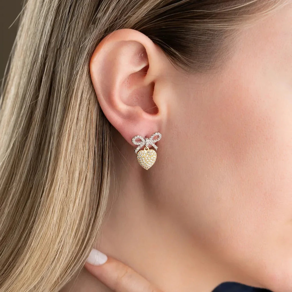 BOW HJÄRTA ÖRHÄNGEN | 925 SILVER