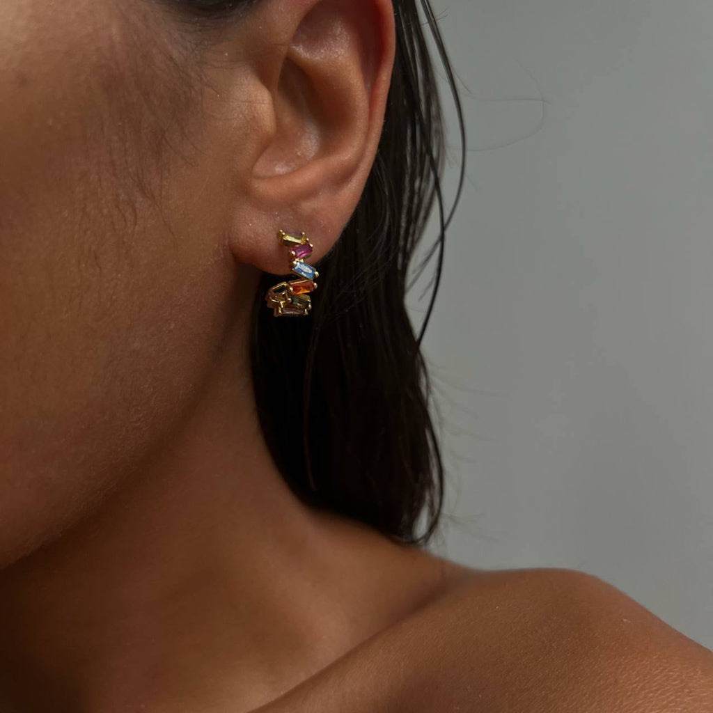 Colorfull Baguette Shift Ohrring (8033692680494)