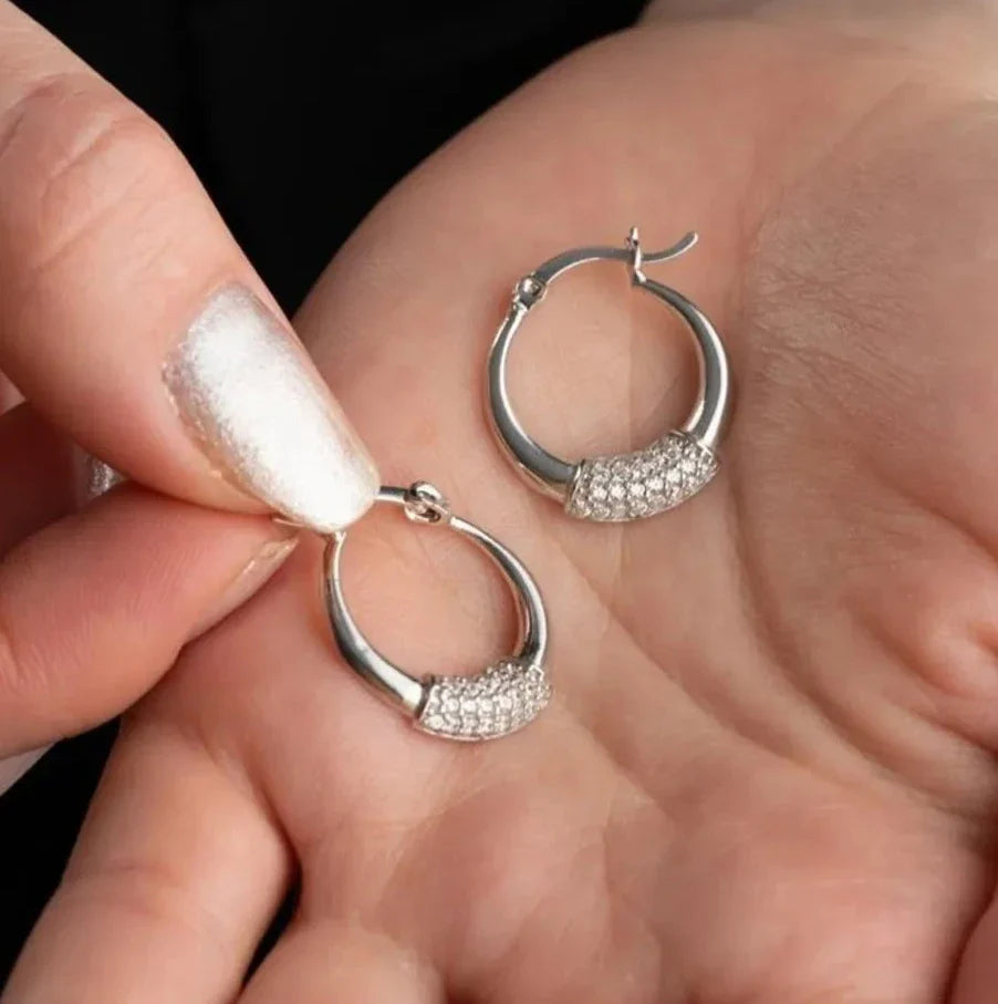 HOOP ÖRHÄNGEN & ZIRCONIA | 925 SILVER