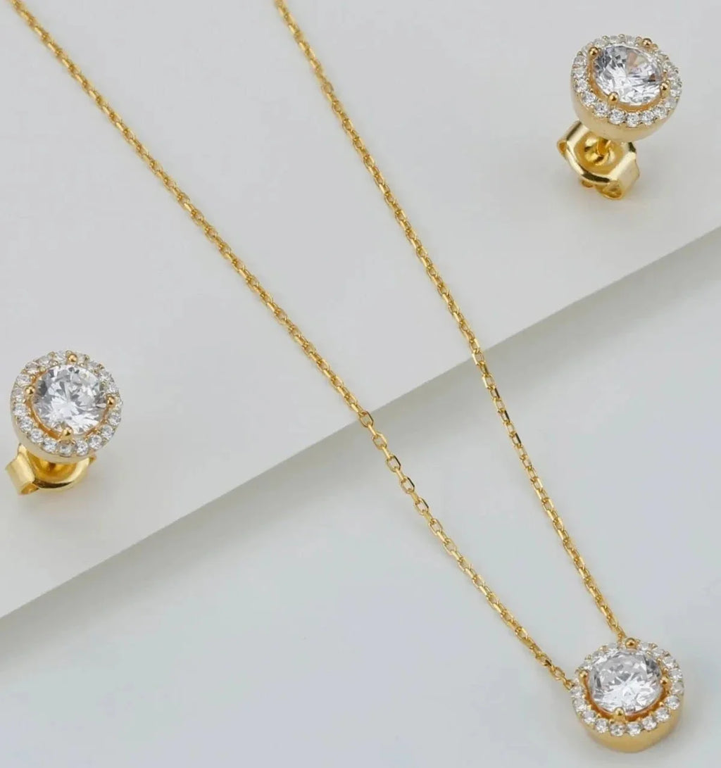 DIAMANTDESIGN HALSBAND OCH ÖRONHÄNGNINGSSET | 925 SILVER