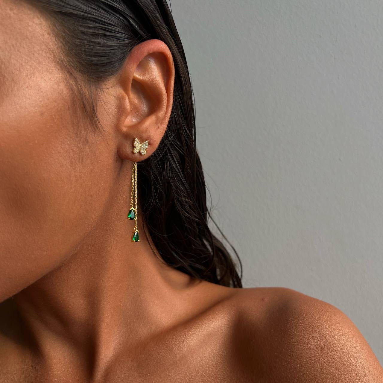 Grüne Schmetterling Ohrringe (7139593748525)