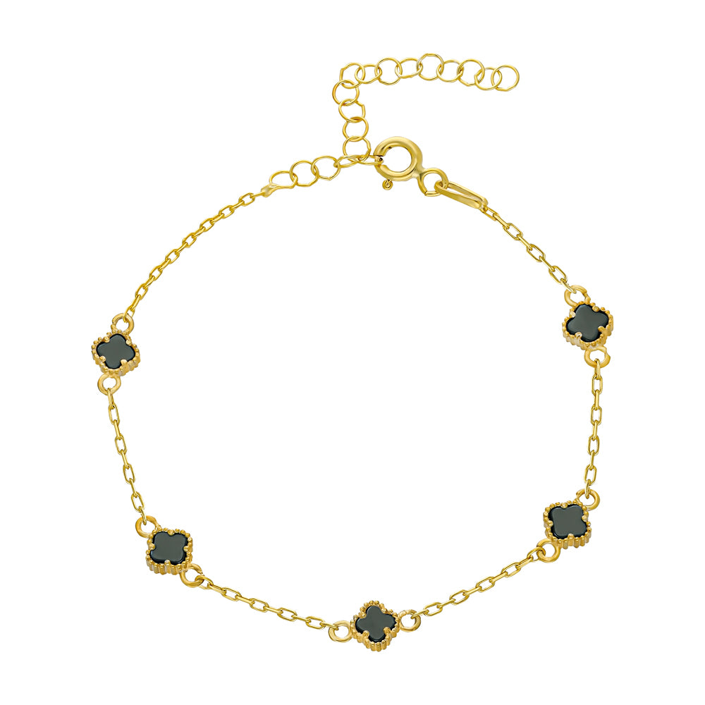 MINIMAL GRÖN KLÖVER ARMBAND | 925 SILVER