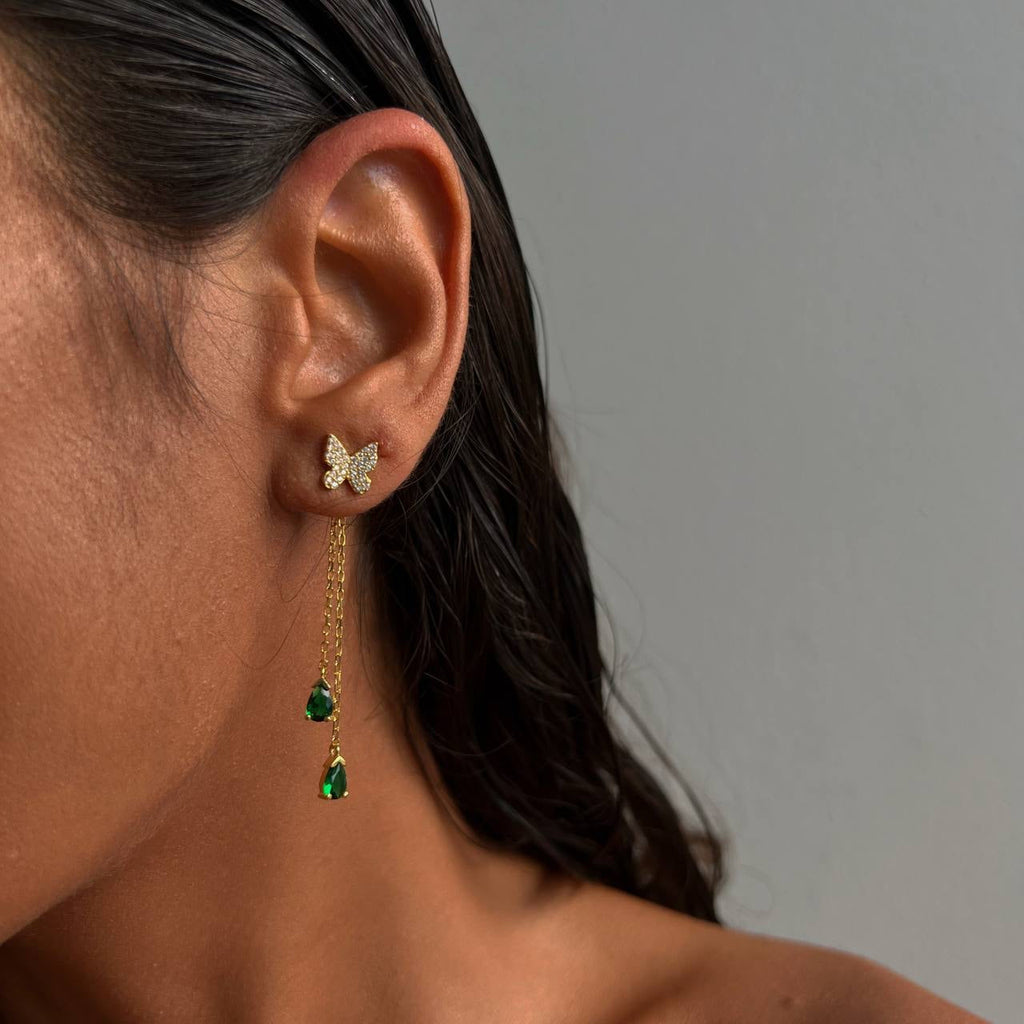 Grüne Schmetterling Ohrringe (7139593748525)