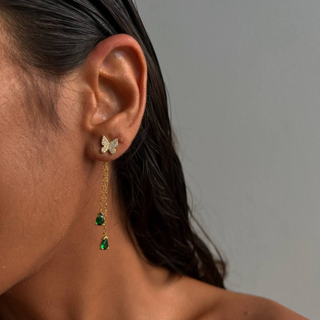 Grüne Schmetterling Ohrringe (7139593748525)