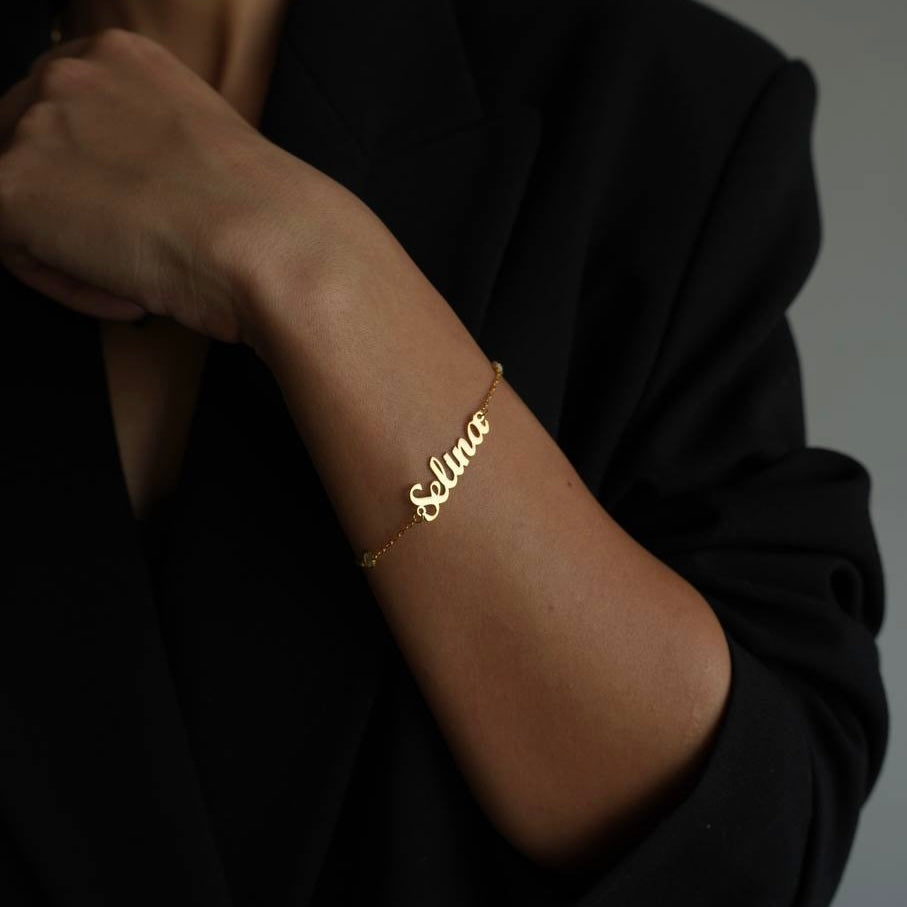 DUBBELT ZIRKONIA-NAMNARMBAND | 925 SILVER