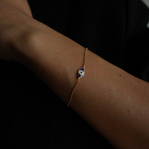 BLÅTT MINI ÖGON ARMBAND - 925 SILVER