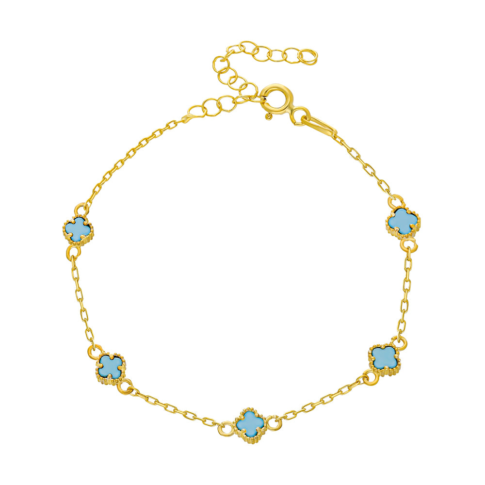 MINIMAL TURKOS KLÖVER ARMBAND | 925 SILVER