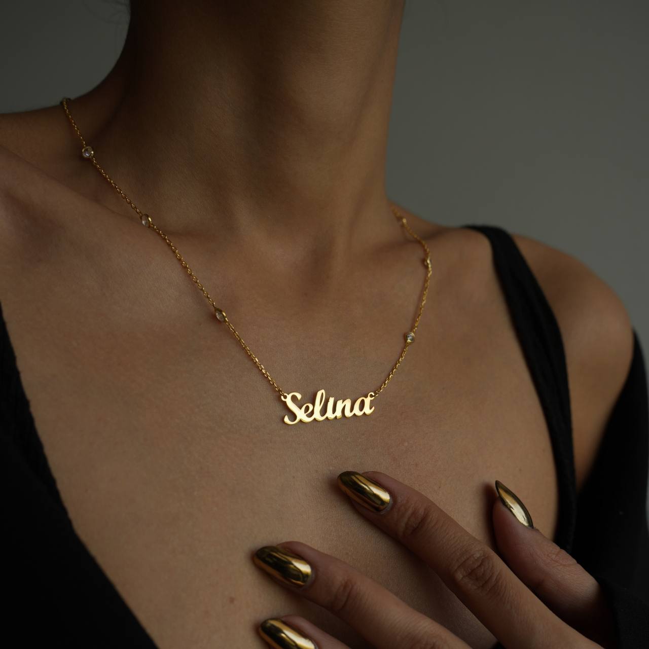 DUBBEL ZIRKONIA NAMNHALSBAND | 925 SILVER