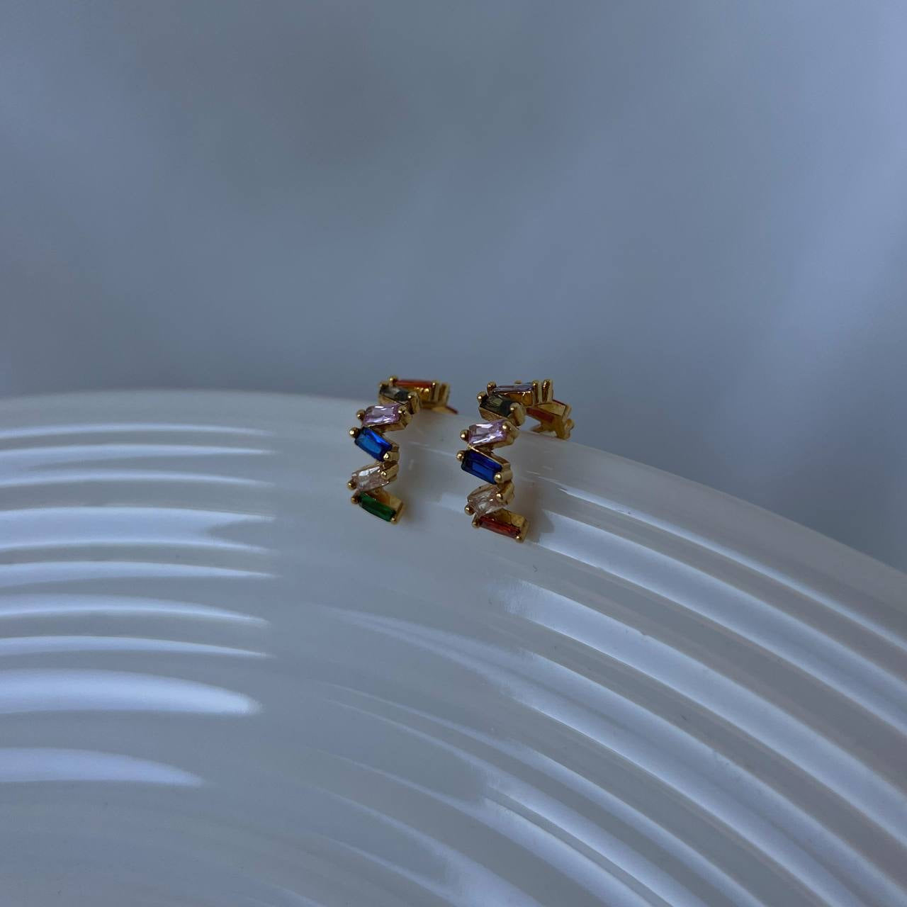 Colorfull Baguette Shift Ohrring (8033692680494)