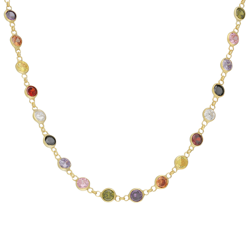 KRAGE i FÄRGERFÄRG ZIRCONIA STEN | 925 SILVER