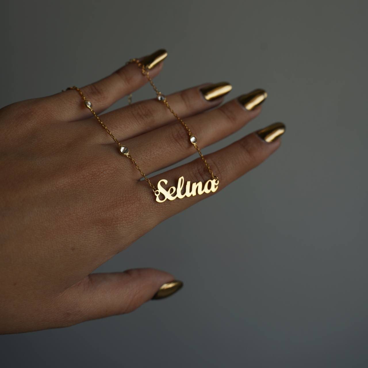 DUBBEL ZIRKONIA NAMNHALSBAND | 925 SILVER