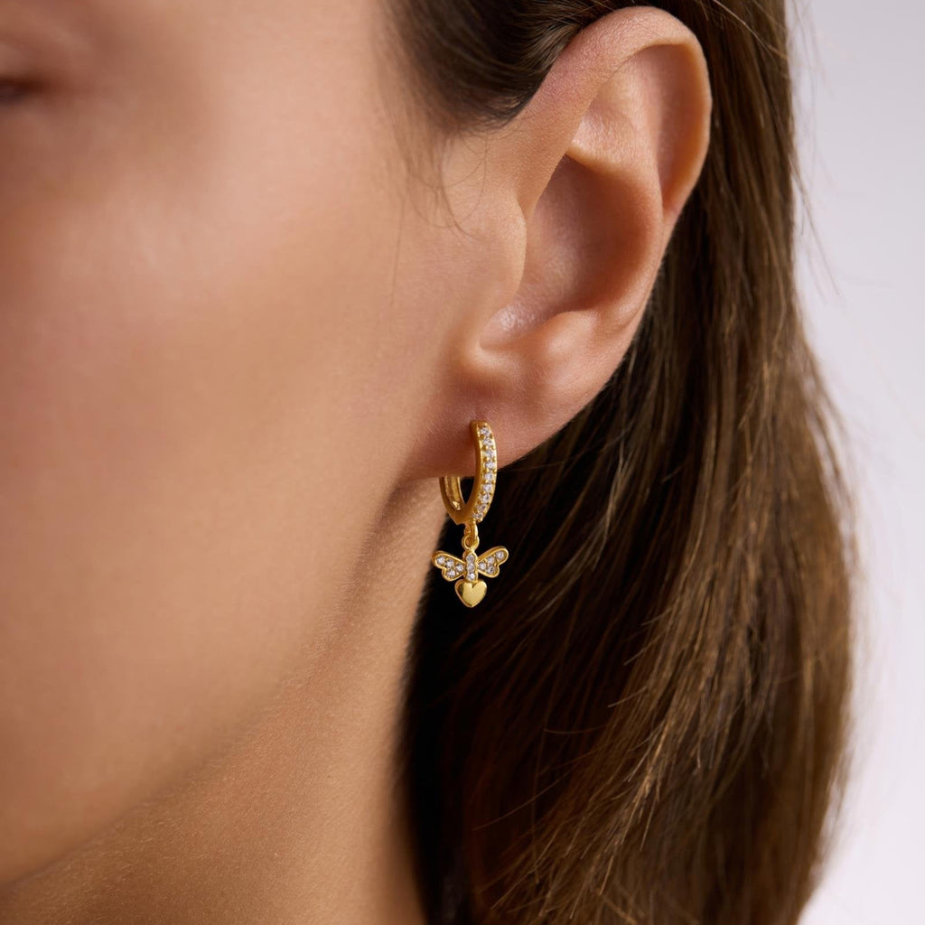 FJÄRILS MINI HJÄRTADE ÖRONHÄNG | 925 SILVER