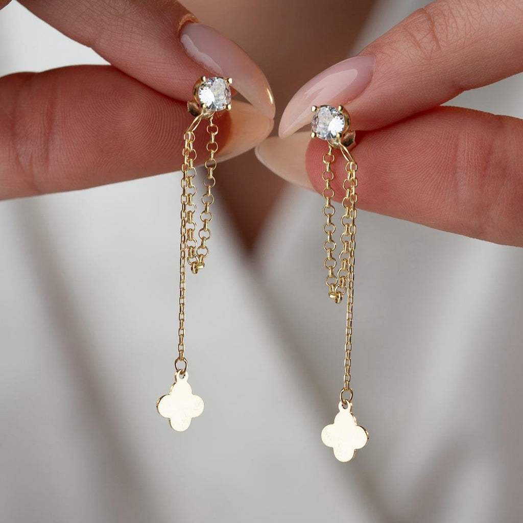 LUNA KLÖVER ÖRHÄNGEN | 925 SILVER