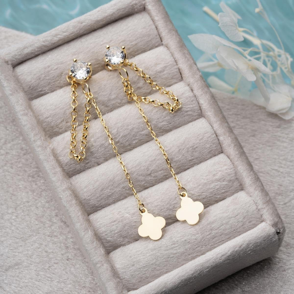 LUNA KLÖVER ÖRHÄNGEN | 925 SILVER