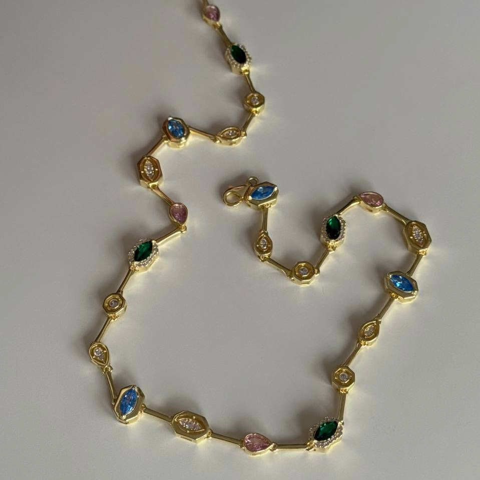 FÄRGRIKT BIJOU KRAGE | 925 SILVER